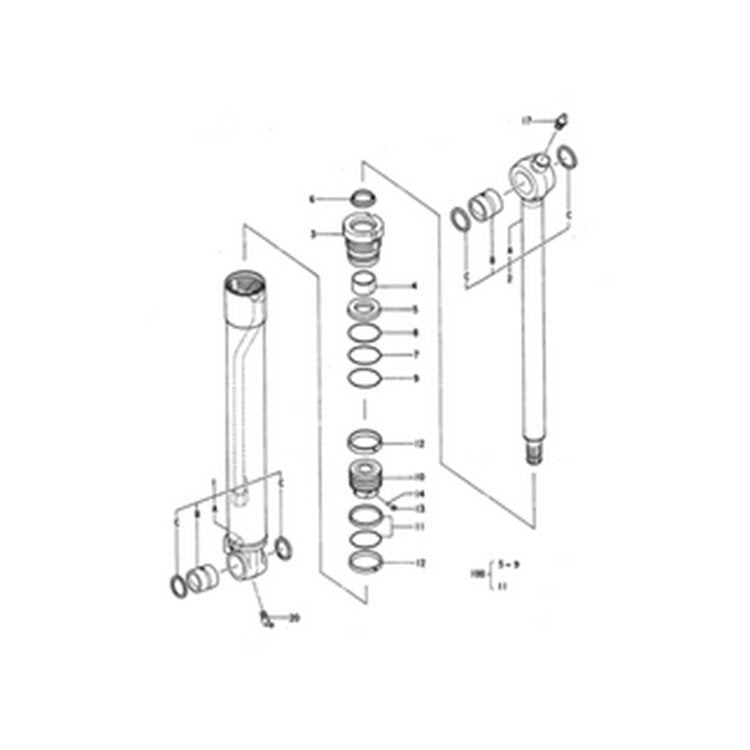For Hitachi Excavator ZX55UR Bucket Cylinder Seal Kit 4340253