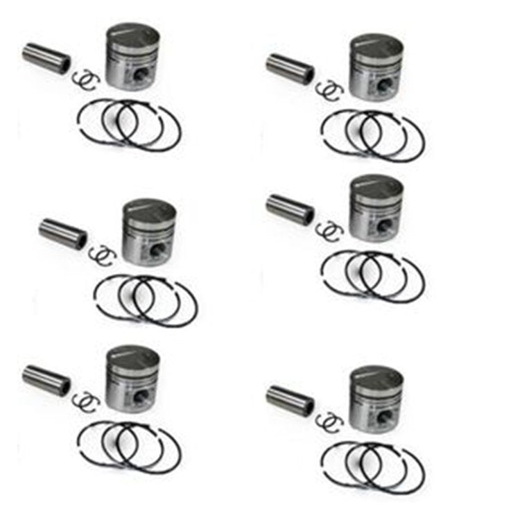 6 Cylinder Piston Set With Rings fit for Mitsubishi S6E S6E2 Forklift