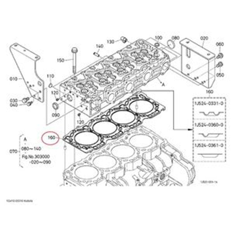 Cylinder Head Gasket 1G410-03310 for Kubota Engine V6108