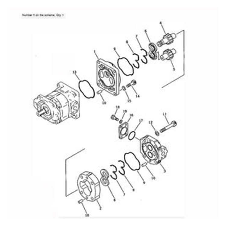 For Komatsu Wheel Loader WA350-1 Loader and Steering Pump 705-52-30190