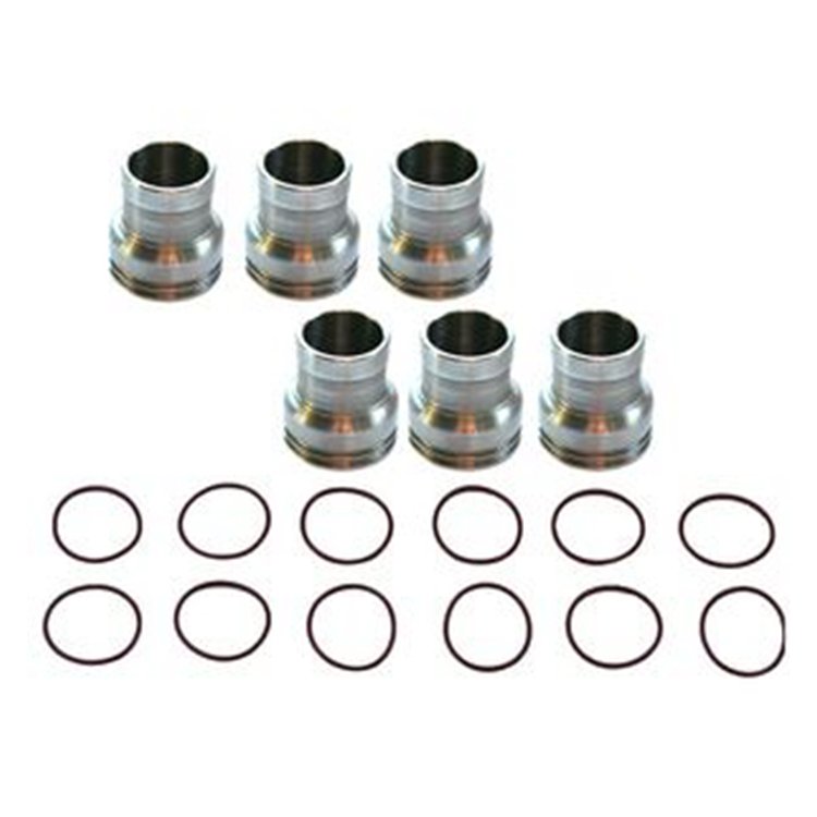 6 Pcs Injector Sleeve With O-Ring 229-1490 for Caterpillar CAT Engine C-9 Excavator 330C 330CL 330CMH