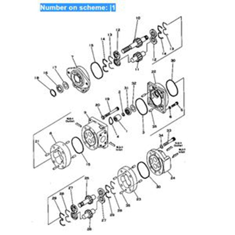 For Komatsu Wheel Loader 505-1 507-1 W20-1 W30-1 Hydraulic Pump 705-51-21000