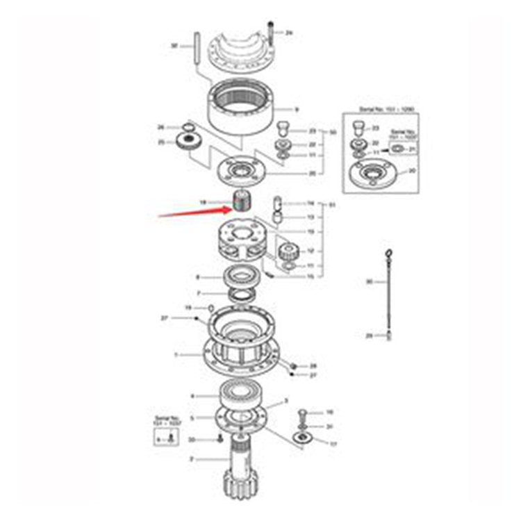 Sun Gear 2104-1021 for Doosan Excavator DH220LC-5 DH220LL DH220N-5 DH450-3