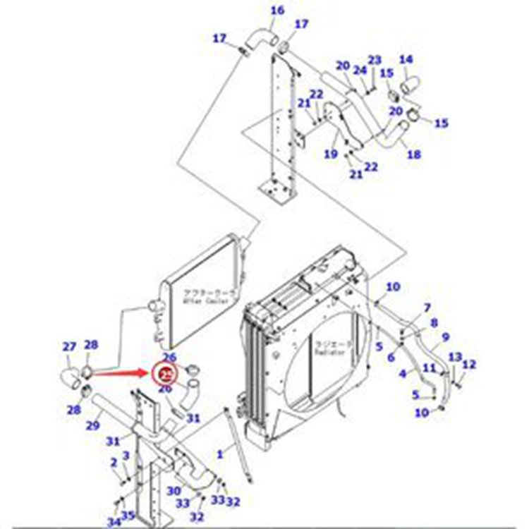 Cooling Hose 208-03-76660 for Komatsu PC400-8 PC400LC-8 PC430-8 PC450-8 PC450LC-8 PC460LC-8 PC500LC-8 PC550LC-8