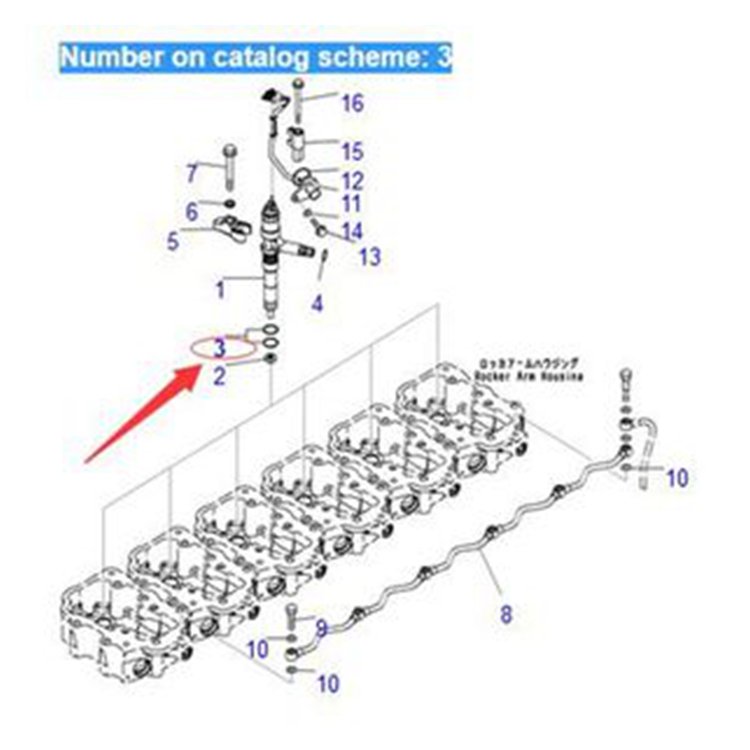 Original Injector O-Ring 6219-71-1150 for Komatsu Engine SAA6D125E AA6D140E SAA6D170E Excavator PC490LC-10 PC450LC-8