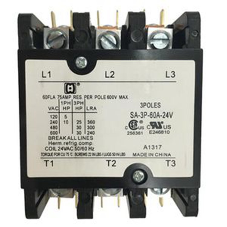 3 Poles 24V 25A 25FLA Definite Purpose Contactor SA-3P-25A-24