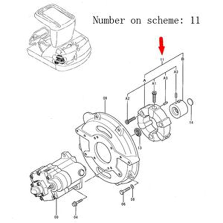 For Hitachi Excavator EX22-2 EX30UR-2C EX33U EX40UR-2C HX99B Pump Coupling Assy 4389217