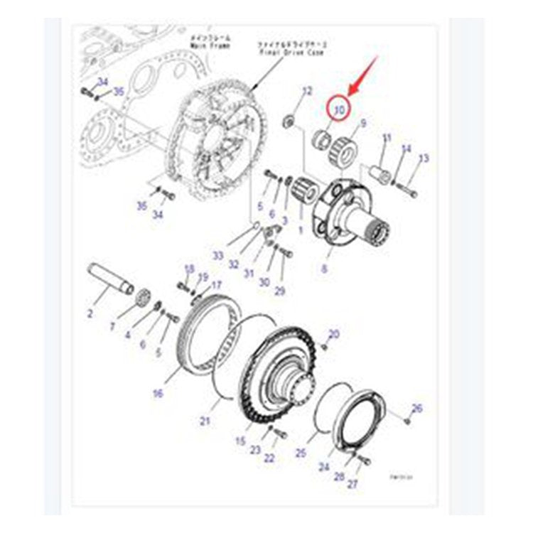 Bearing 17M-09-21140 for Komatsu D275A-2 D275A-5 D275AX-5 D275AX-5E0 D375A-3 D375A-5 D375A-5E0 Bulldozer Original