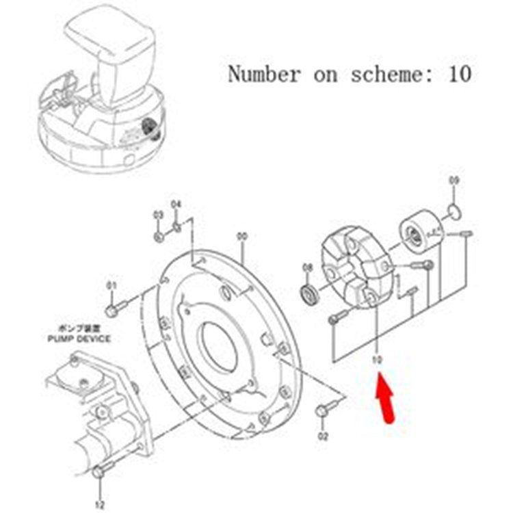 For Hitachi Excavator EX40U EX50U EX50UNA EX55UR EX58MU Coupling Assy 4393115