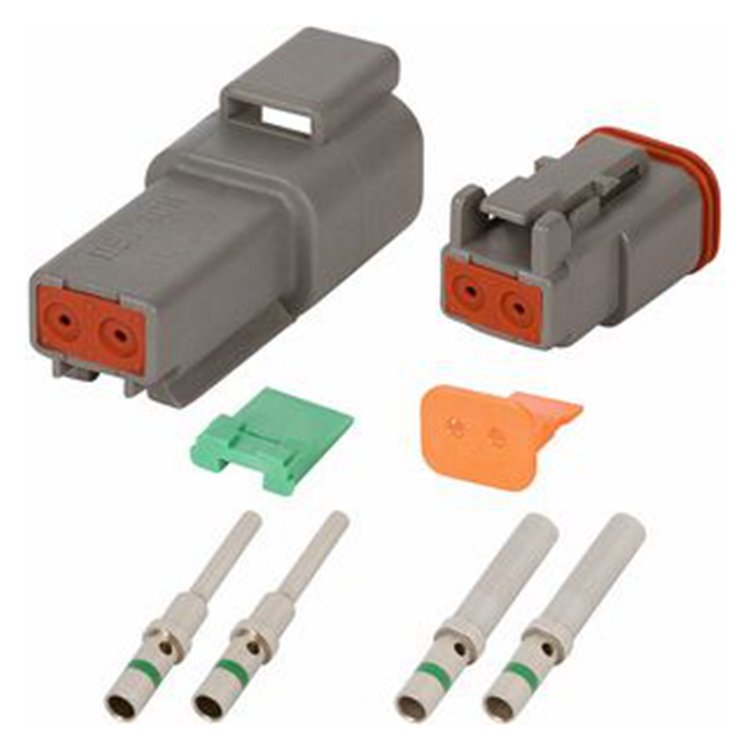 Deutsch DT 2-Pin Gray Connector Kit With 14 AWG Solid Contacts